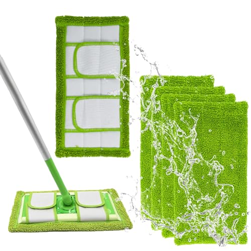 Omlalayi 4PCS Microfiber Bodenwischer Ersatzbezug,Wischbezug,Bodenwischer Bezug,Wischmopp Bezug,Kompatibel Mit Swiffer Sweeper Nass-Und Trockeneinsatz Wiederverwendbar,für Viele Bodenarten Geeignet von Omlalayi