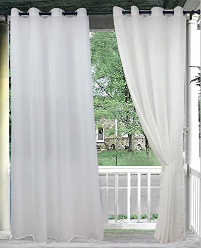 Ommda 1 Stück Wasserdicht Outdoor Vorhang mit ösen für Gartenterrasse, Transparenter UV Schutz Vorhang für Balkon, Terrasse, Veranda, Pergola,Weiß 01,132x213cm von Ommda