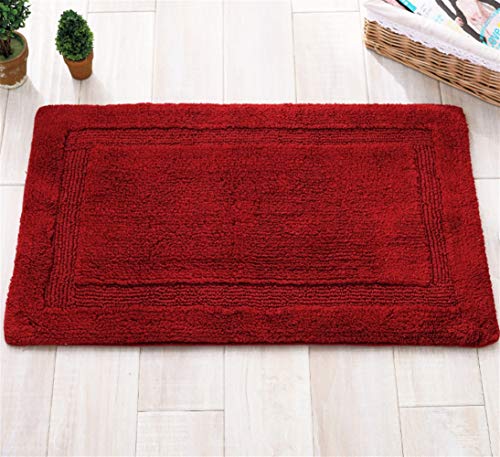 Ommda Badematte Badvorleger Rechteck Waschbar rutschfest Vorleger Badteppich Chenille Teppich für Badezimmer Küche Schlafzimmer,Tiefrot,45x120cm von Ommda