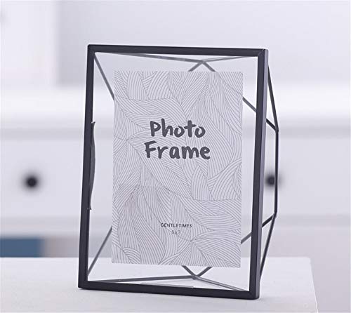 Ommda Bilderrahmen Modern Metall Geometrisch Fotorahmen Tisch Wasserdicht mit Glas Home Deko,Schwarz C,10x15cm von Ommda