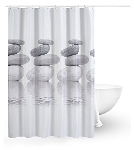 Ommda Duschvorhang Textil Polyester Wasserdicht Anti-schimmel Kopfsteinpflaster Digitaldruck Waschbar 240x180cm mit 12 Ringen von Ommda