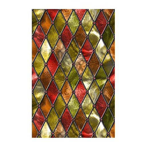 Ommda Fensterfolie Selbsthaftend Blickdicht Sichtschutzfolie UV Schutz Fensterfolie Vintage Glasfolie Dekofolie Statisch Haftend ohne Klebstoff für Bad Wohnzimmer,120x58cm von Ommda