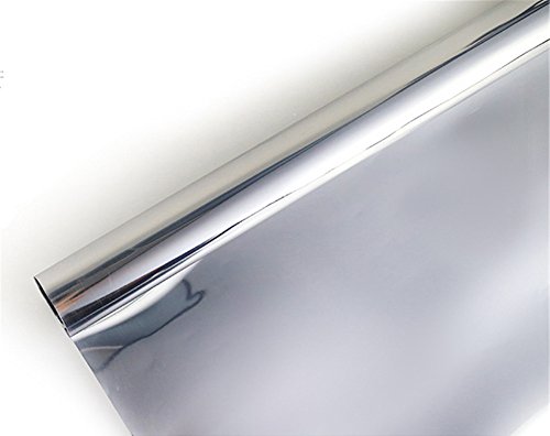 Ommda Fensterfolie Statisch Haftend Sonnenschutz Fensterfolie Blickdicht Von Aussen 85% UV-Schutz Silber 100x100cm von Ommda