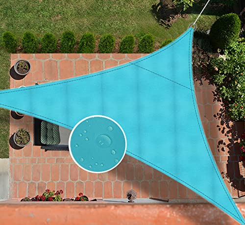 Ommda Sonnensegel Dreieckig Oxfordgewebe 95% Sonnencreme Sonnenschutz Garten Balkon und Terrasse Wasserdicht UV Schutz Blaues Grün 3.6x3.6x3.6m von Ommda
