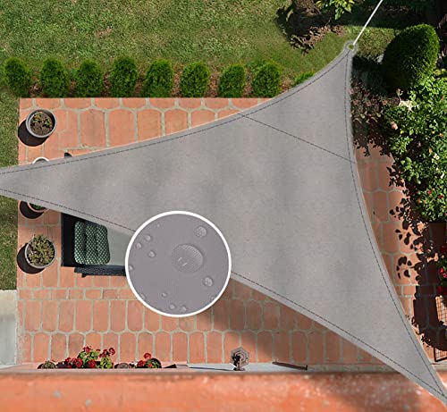 Ommda Sonnensegel Dreieckig Oxfordgewebe 95% Sonnencreme Sonnenschutz Garten Balkon und Terrasse Wasserdicht UV Schutz Grau 3.6x3.6x3.6m von Ommda