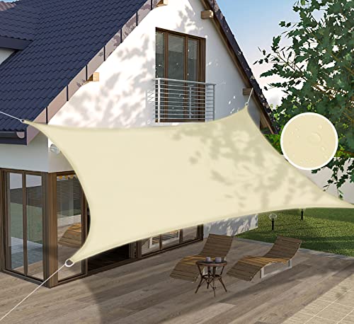 Ommda Sonnensegel Rechteckig Oxfordgewebe HDPE Wasserdicht UV Schutz 95% Sonnencreme Sonnenschutz Garten Balkon und Terrasse Beige 2x3m von Ommda