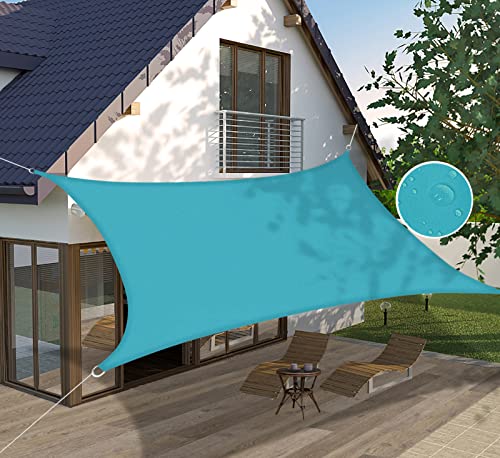 Ommda Sonnensegel Rechteckig Oxfordgewebe HDPE Wasserdicht UV Schutz 95% Sonnencreme Sonnenschutz Garten Balkon und Terrasse Cyan 3x4m von Ommda