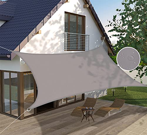 Ommda Sonnensegel Rechteckig Oxfordgewebe HDPE Wasserdicht UV Schutz 95% Sonnencreme Sonnenschutz Garten Balkon und Terrasse Grau 5x6m von Ommda