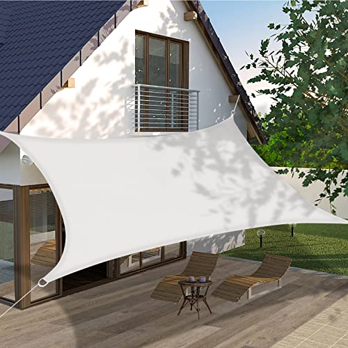 Ommda Sonnensegel Rechteckig Oxfordgewebe HDPE Wasserdicht UV Schutz 95% Sonnencreme Sonnenschutz Garten Balkon und Terrasse Weiß 5x6m von Ommda