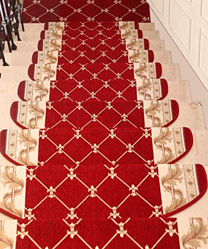 Ommda Stufenmatten Innen Selbstklebend Treppenstufen Matten Orientalischer Jacquard Anti Rutsch Waschbar Treppenschutz Rot C,26x80cm von Ommda