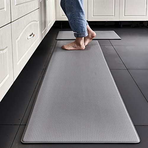 Ommda Teppich Küchenläufer Lang Abwischbar rutschfest Küchenmatte Wasserdicht Antiermüdung Weichschaum Küchenteppich Boden Küchenteppich Abwaschbar PVC 0.8cm Grau 45x150cm von Ommda