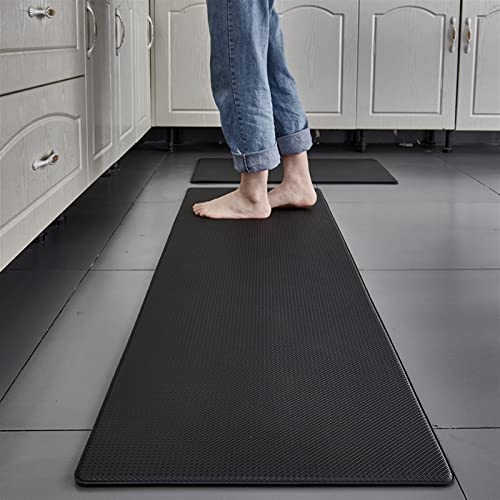 Ommda Teppich Küchenläufer Lang Abwischbar rutschfest Küchenmatte Wasserdicht Antiermüdung Weichschaum Küchenteppich Boden Küchenteppich Abwaschbar PVC 0.8cm Schwarz 45x120cm von Ommda