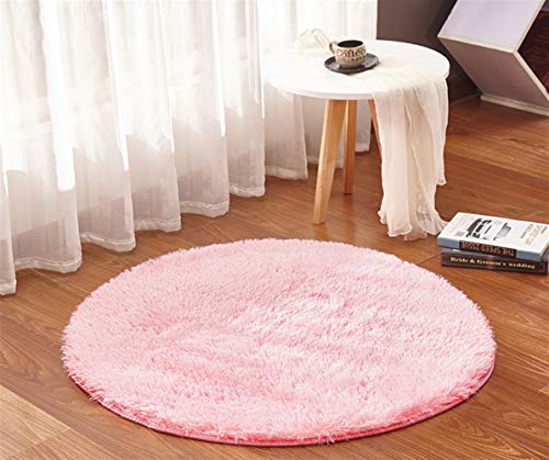 Ommda Teppiche Wohnzimmer Anti Rutsch Weich Langflor Modern Waschbar Teppich Rund Flauschig,Rosa,60cm von Ommda