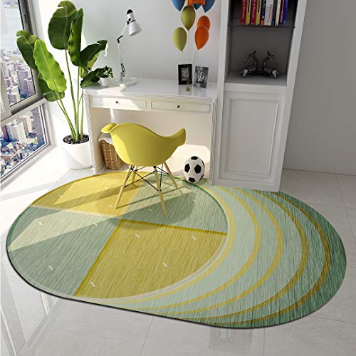 Ommda Teppiche Wohnzimmer Modern Oval Anti Rutsch Waschbar Teppiche Unregelmäßige Form Geometrie Muster 130x190cm von Ommda