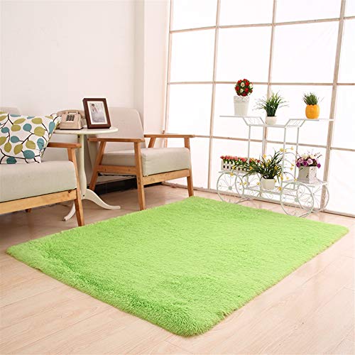 Ommda Teppiche Wohnzimmer Modern Teppich Anti Rutsch Langflor Teppiche Flauschig für Schlafzimmer Ornament,Apfelgrün,180x200cm von Ommda