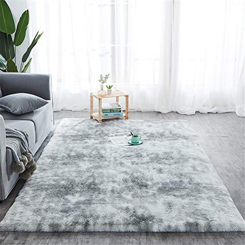 Ommda Teppiche Wohnzimmer Schlafzimmer Modern Waschbar Gradient Bunt Teppiche Hochflor Shaggy Langflor Antirutsch,Grau,120x170cm von Ommda