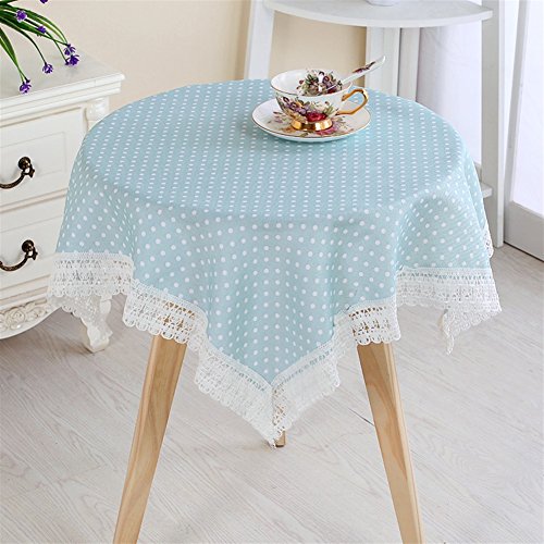 Ommda Tischdecke Leinen Abwaschbar Blumendruck Tischdecke Wasserabweisend für Rund Tabelle 180cm Durchmesser hellblau von Ommda