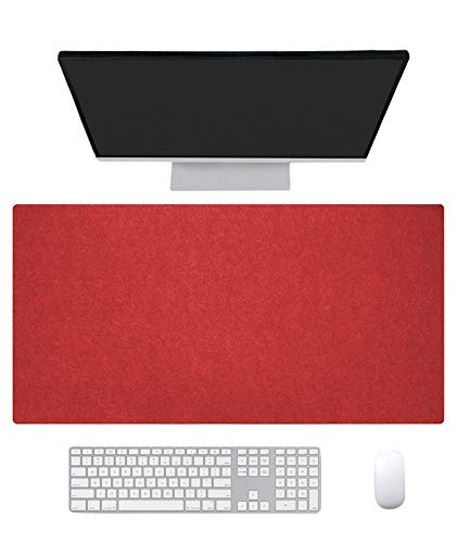 Ommda Wasserdichte Office Mauspad Filz Multifunktionales Schreibtischunterlage Mouse Pad Anti Rutsch Abwischbar Groß für Büro und Zuhause rot,70x35cm von Ommda