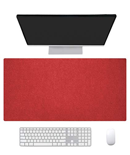 Ommda Wasserdichte Office Mauspad Filz Multifunktionales Schreibtischunterlage Mouse Pad Anti Rutsch Abwischbar Groß für Büro und Zuhause rot,80x50cm von Ommda