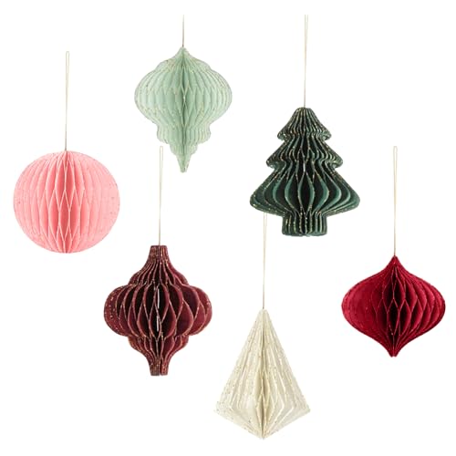 Omnikryp 6 Stück Weihnachten Dekorationen, Weihnachtsdekoration, Christmas Tree Decoration, Papierwaben Weihnachtsschmuck, Weihnachtsbaum Rock Papier für Weihnachtsbaum, Silvester, Heimdekoration von Omnikryp