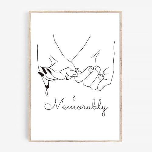 Omnikryp Leinwandbilder, Wandbilder Hand in Hand für Brautpaar Jahrestag, Personalisierte Geschenke für Partner, Schwarze und Weiße Linien Wandbild Poster für Wohnzimmer Schlafzimmer Deko Ohne Rahmen von Omnikryp