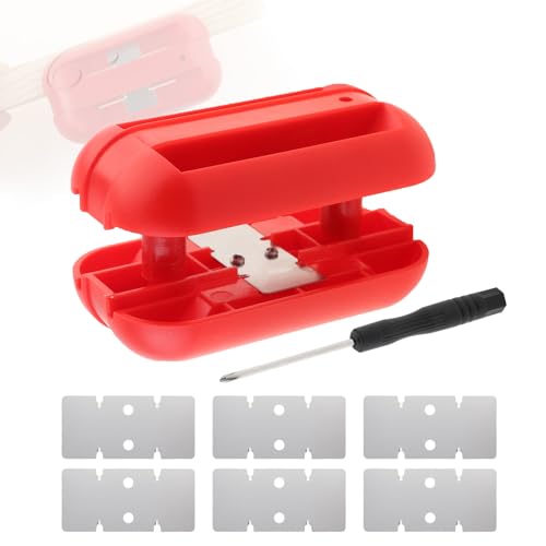 Omninmo Kantenanleimmaschine mit 6 Stück Wolframkarbidklingen, Schraubendreher, Handhobel-Kantenbander, manueller Kantenanleimmschneider für PVC, ABS, Melamin, Rot von Omninmo