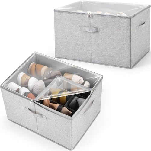 Omniverse Schuhorganizer Schrank - anpassbare Trennwände - 12 Paar Schuhe - grosses Schuhregal - schuhboxen stapelbar - schuhaufbewahrung platzsparend - shoe organizer mit Griff - stabil - Grau von Omniverse