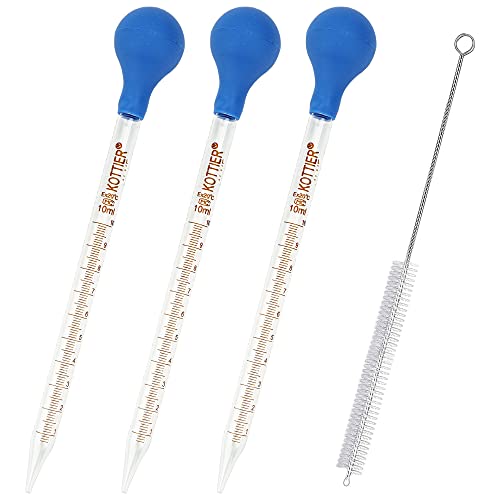 3Pcs Glaspipetten Dropper, 10ml graduierte Flüssigkeitstropfer mit Gummikugel und Reinigungsbürste, Transferpipetten für ätherisches Öl von Omoojee