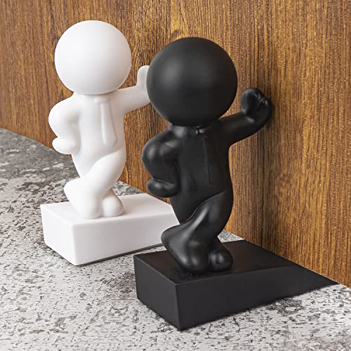 Omoojee Niedlicher Türstopper, 2 Stück dekorativer Buddy-Türstopper, effektiv, um Ihre Tür offen zu halten, schwarz und weiß von Omoojee