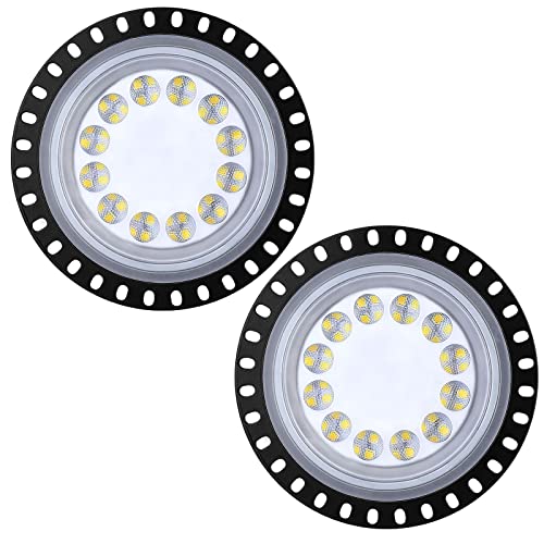 Omprar 2er LED UFO Industrielampe, 50W Werkstatt Hallenstrahler Hallenbeleuchtung Kaltweiß 6500K, 5000LM, High Bay Licht für Deckenleuchte, , Werkstattbeleuchtung von Omprar