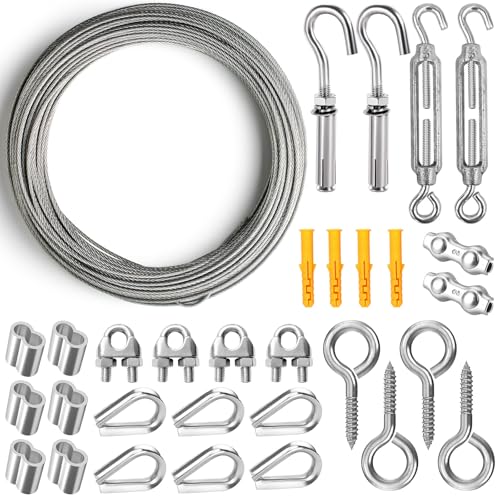 Samulee 15M 2mm Drahtseil, 304 Edelstahl Drahtseil Spanndraht, Stahlseil Ummantelt, Edelstahlseil, für String Light Suspension, Wäscheleine, Gardinenseil Kletterpflanzen von Samulee