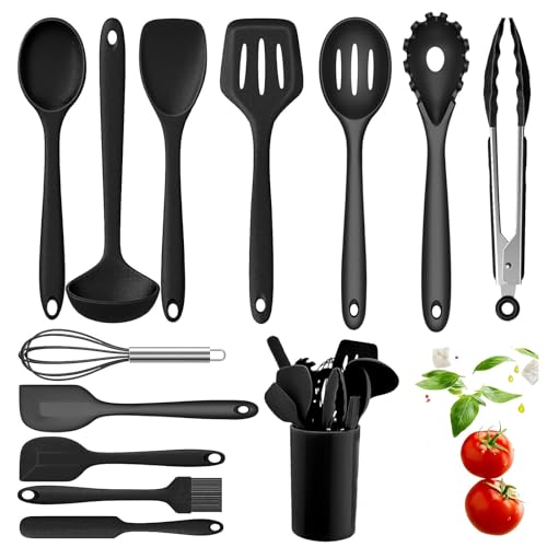 Omtofo Küchenhelfer Set, 13 Stück Silikon küchenutensilien set, hitzebeständige Antihaft Küchenutensilien Kochbesteck, Spülmaschinenfest von Omtofo
