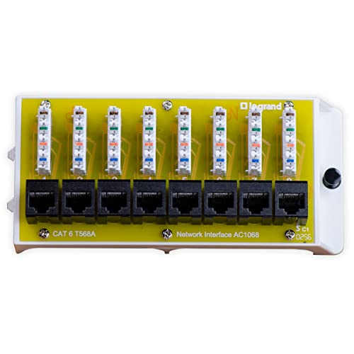 Legrand-On-Q AC1068 Netzwerkschnittstellenmodul mit 8 Anschlüssen, Cat-6, 3,8 x 16,3 x 7,4 cm, Gelb von On-Q