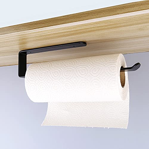 Schwarz KüChenrollenhalter Ohne Bohren Kuchenroller Halter，Papierrollenhalter aus Aluminium Schwarz, Küchenrollenspender Küchenrollen Halter Aufbewahrung Organisator(31.5CM), Kitchen Roll Holder, L von On and Off