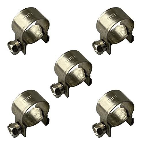 Mini-Kraftstoffleitungs-Schlauchschelle aus Edelstahl, Jubilee Benzinleitungsschellen, silberfarben, 5er-Packung von On1shelf