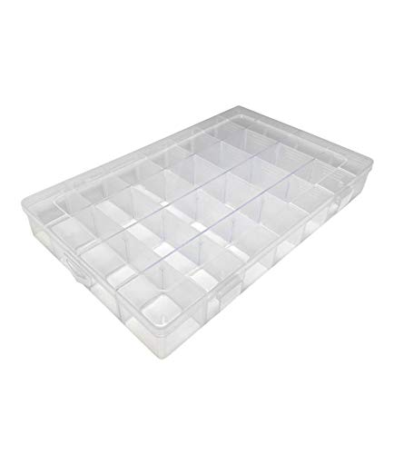 On1shelf Transparente, dicke Hartplastik-Aufbewahrungsbox mit verstellbarem Fach, Kunststoff, für Spielzeug, Schreibtisch, Schmuck, Zubehör, Schublade oder Küche (34,8 x 22,4 x 4,8 cm) von On1shelf