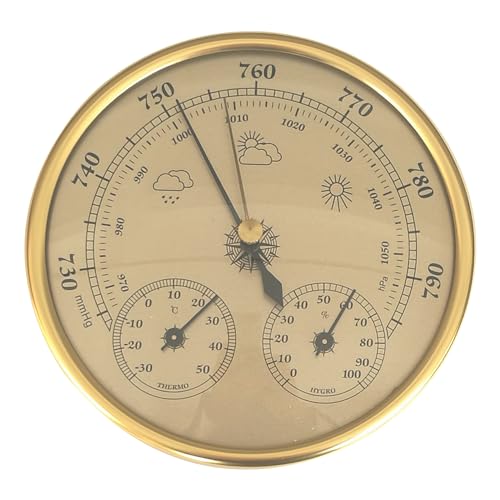 3 in 1 Barometer innern 5 Zoll India Metall Barometer Thermometer Hygrometer Goldenes Wetter mit Temperaturfeuchtigkeit Wetterstation für Innen im Freien. 3 in 1 Barometer innern 5 Zoll India Metall Barometer Thermometer Hygrometer Goldenes Wetter mit Temperaturfeuchtigkeit Wetterstation für Innen im Freien. von OnIUeZky