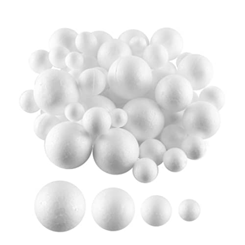 80pcs weiße Schaumkugeln Polystyrol Ball Styroporkugeln Craft Foam Bälle Styroporbälle für DIY Art Craft Weihnachtsfeierdekorationen von OnIUeZky