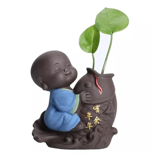 Blumen Pot Pflanzentöpfe im Freien Keramik Pflanzer Keramik Topf Moderne dekorative Skulptur Haustier Ornamente Kleine Buddha -Statue Monk Figurhydroponische Pflanzendekoration Teezubehör 903 (F von OnIUeZky
