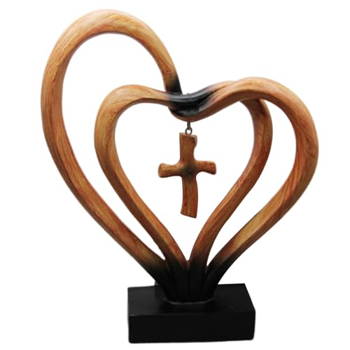 Christian Decor 8.3x2.2x9.7 In stehenden religiösen Geschenken mit 2 verbundenen Herzen Harz Christian Wohnkultur für Hochzeitsregal Tabletop von OnIUeZky