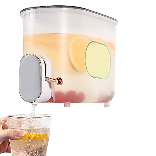 Getränkespender 5L Kühlschrank Krug Getränke Kälte Getränkespender mit Wasserhahn für Teas Säfte Wassermilch Fruchttekleie (grau mit goldenem Wasserhahn) .. von OnIUeZky