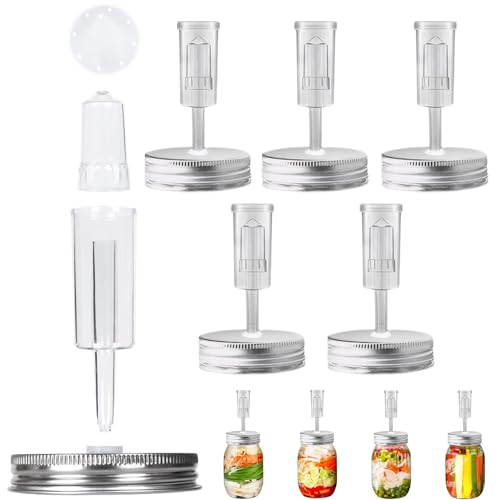 Mason Jar Fermentation Deckel, Plastikfermentationskit umfasst 6 fermentierende Deckel und 6 Luftschleusen, 2, 76 reguläre Mund (Gläser nicht enthalten).. von OnIUeZky