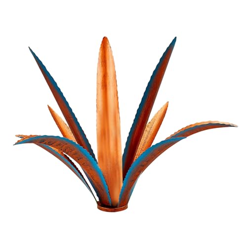 Metall Yard Art Metall Blumen Outdoor Dekor 9 Blätter Agave Yard Art Tequila Rustikale Garten Skulptur Statue für, Gartenrasen Ornamente (blau) .. von OnIUeZky