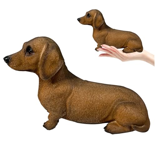 OnIUeZky 1pc Dachshund Statue Realistische niedliche niedliche Dackel -Figur -Harz -Dackel -Dekor -Sammler dekorative Hundestatue für Home Office Desktop, groß von OnIUeZky