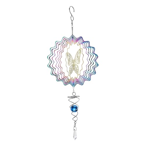 OnIUeZky 6 Zoll Wind Spinner für Gartenhänge Garten Spinner Hängende Wind Spinner Metal 3D Wind Glocken mit Ball Spiralschwanz für Outdoor Yard Art Decoration Butterfly von OnIUeZky