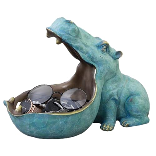 OnIUeZky Big Mund Hippo Key Bowl Hippo Figur Hippo Statue Harz Nilpferd von OnIUeZky