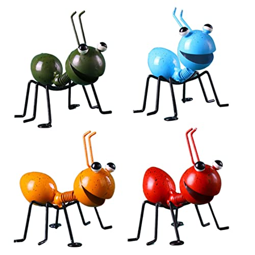 OnIUeZky Gartenkunst Metall Skulptur 4pcs 3.9x3.3x3.9 in Ameisenverzierung Buntes niedliches Insekt zum Hängen von Wandkunst Garten Rasen Dekor Innen im Freien .. von OnIUeZky