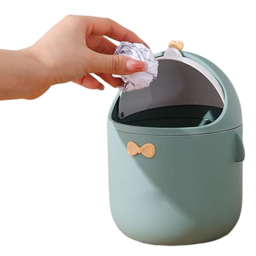 OnIUeZky Kleiner Schreibtischbehälter Mini Tischabfall Mülleimer mit Deckel süßes Cartoon Abfallpapier Mülleimer für Home Office Green OnIUeZky Kleiner Schreibtischbehälter Mini Tischabfall Mülleimer mit Deckel süßes Cartoon Abfallpapier Mülleimer für Home Office Green von OnIUeZky