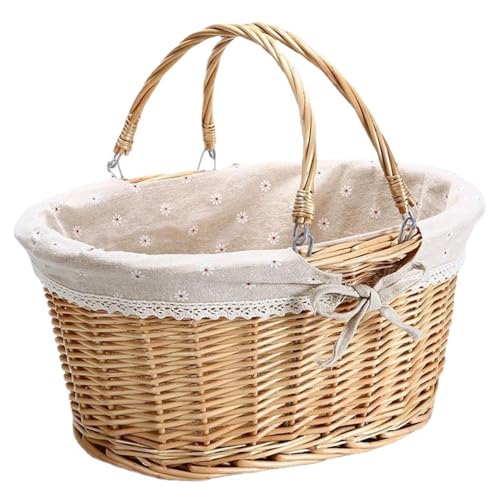 OnIUeZky Korbkorb mit Griff, 15 x 11 Zoll Natural Wicker Picknickkorb, Picknickkorb mit Liner, Körbe für Partys, Camping, Grill, Outdoor .. OnIUeZky Korbkorb mit Griff, 15 x 11 Zoll Natural Wicker Picknickkorb, Picknickkorb mit Liner, Körbe für Partys, Camping, Grill, Outdoor .. von OnIUeZky