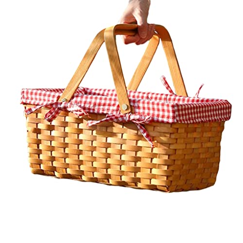 OnIUeZky Picknickkorb gewebtes Einkaufskorb mit doppelten Klappgriffe für Partys BBQ. von OnIUeZky